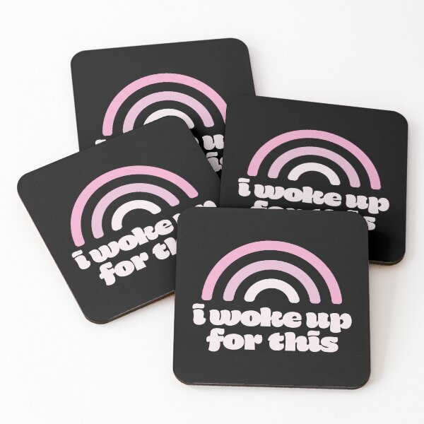 Item preview, Woke Up For This Pink Tone Rainbow Text Typography Design designed and sold by SleepingInCo.