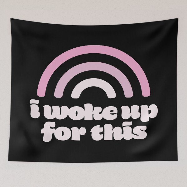 Item preview, Woke Up For This Pink Tone Rainbow Text Typography Design designed and sold by SleepingInCo.
