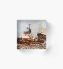 SUN TUG IRONSIDE SWINGING A SHIP TO ENTER WEST INDIA DOCK Acrylic Block