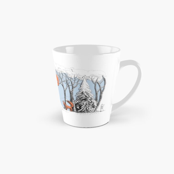 Winterwaldlandschaft mit Fuchs und Eule. Tasse (konisch)