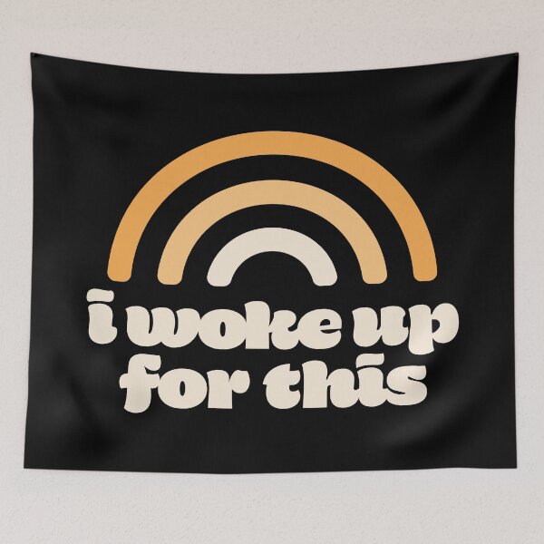 Item preview, Woke Up For This Orange Tone Rainbow Text Typography Design designed and sold by SleepingInCo.