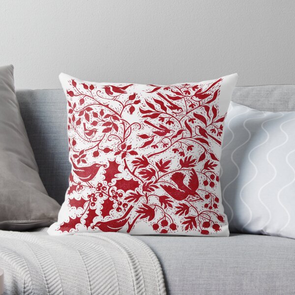 Winter Bird Garden Throw Pillow