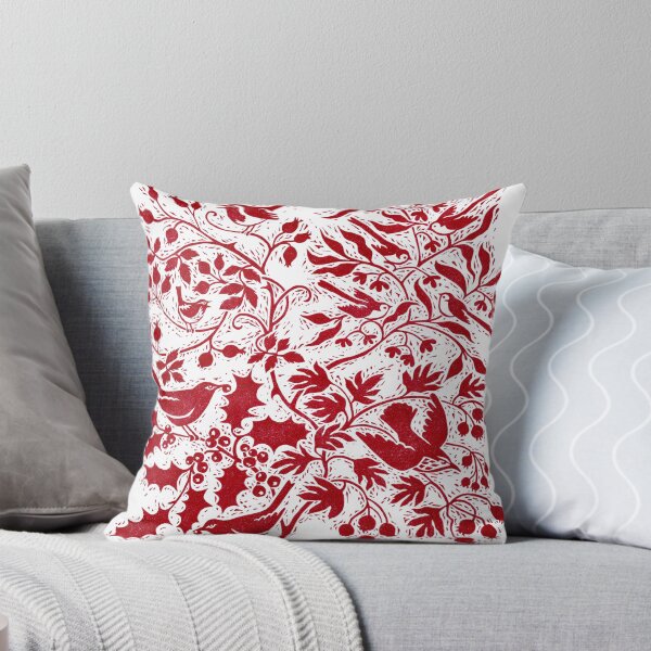 Winter Bird Garden Throw Pillow