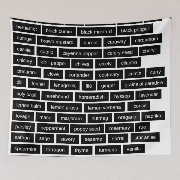 Item preview, 70 spice and herb labels on black background designed and sold by Coffee Lifestyle.