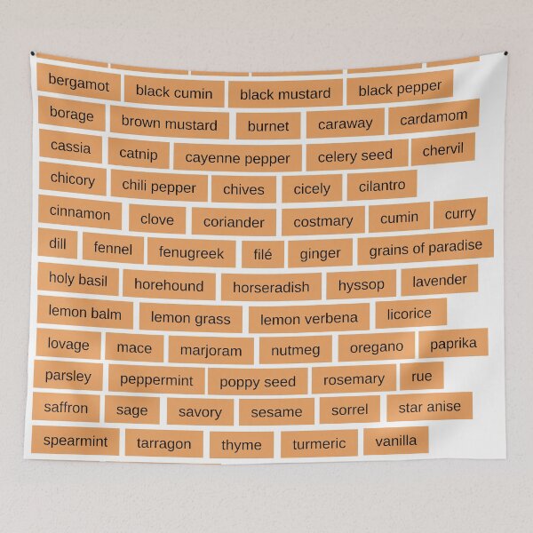 Item preview, 70 spice and herb labels on pastel peach background designed and sold by Coffee Lifestyle.