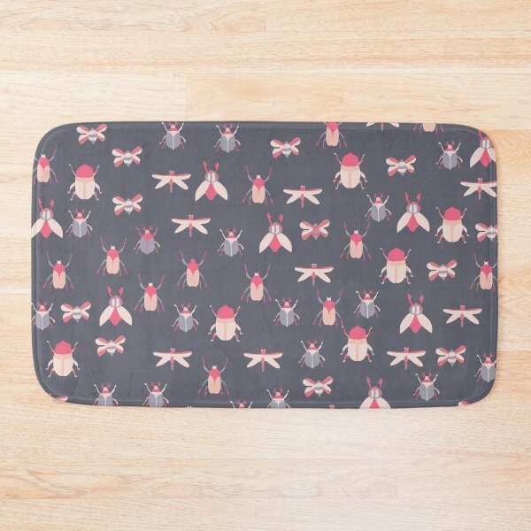 Item preview, Cute Pink Insects Pattern on Grey Background designed and sold by kapotka.