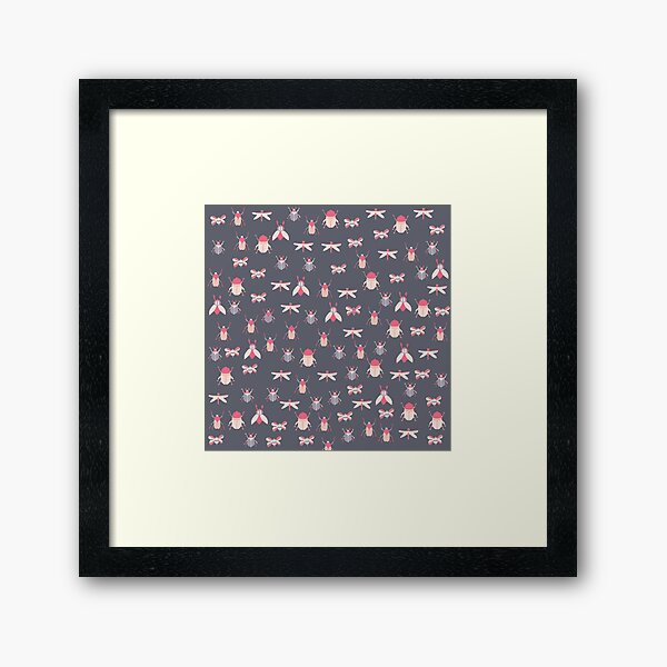 Item preview, Cute Pink Insects Pattern on Grey Background designed and sold by kapotka.