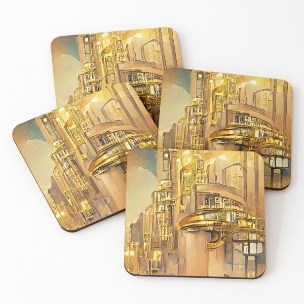 Item preview, Golden Steampunk Cityscape. Futuristic Gold style designed and sold by Neo-Expression.