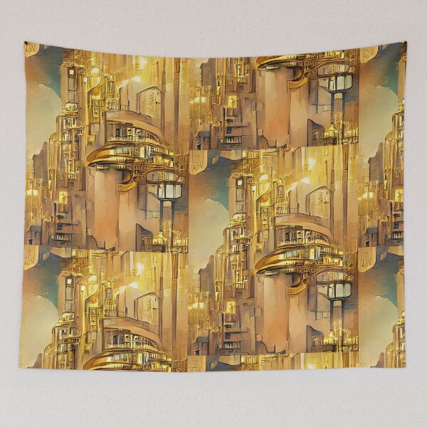 Item preview, Golden Steampunk Cityscape. Futuristic Gold style designed and sold by Neo-Expression.