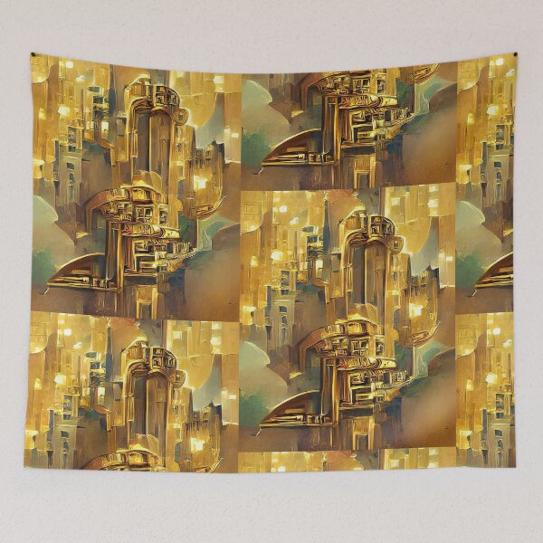 Item preview, Golden Steampunk Cityscape. Futuristic Gold style designed and sold by Neo-Expression.
