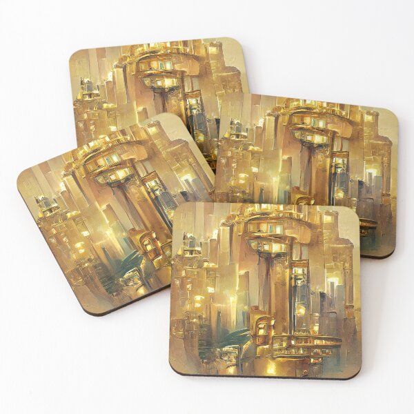 Item preview, Golden Steampunk Cityscape. Futuristic Gold style designed and sold by Neo-Expression.