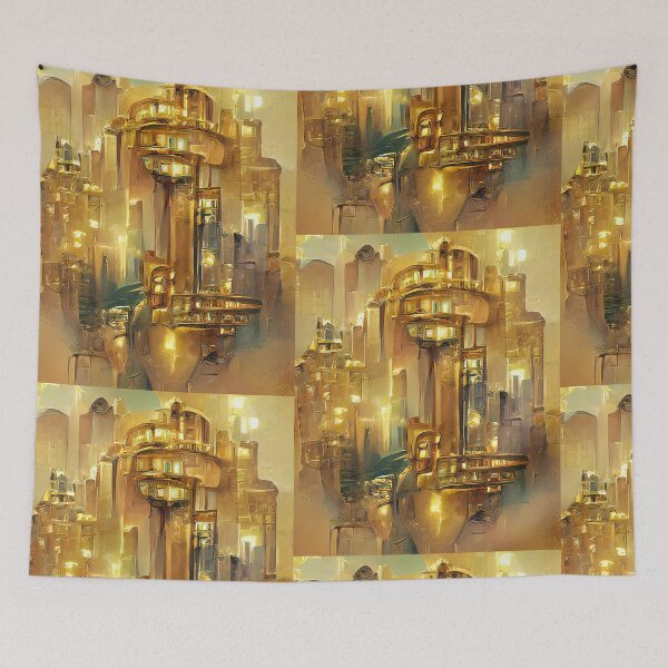 Item preview, Golden Steampunk Cityscape. Futuristic Gold style designed and sold by Neo-Expression.