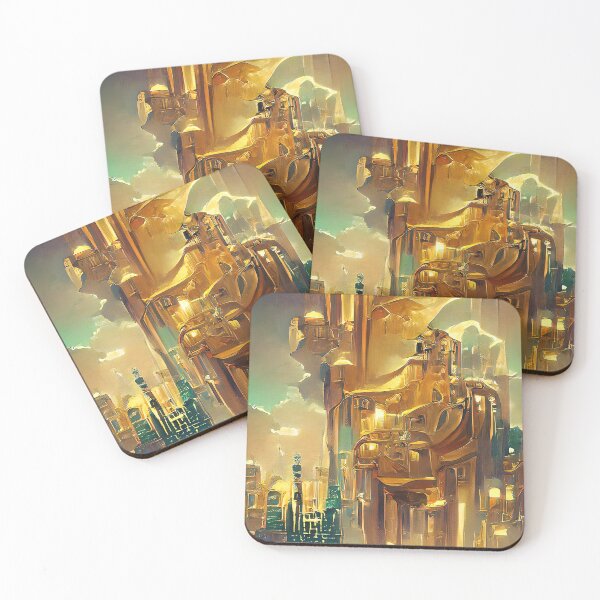 Item preview, Golden Steampunk Cityscape. Futuristic Gold style designed and sold by Neo-Expression.