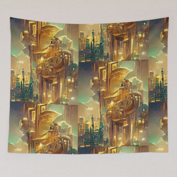 Item preview, Golden Steampunk Cityscape. Futuristic Gold style designed and sold by Neo-Expression.