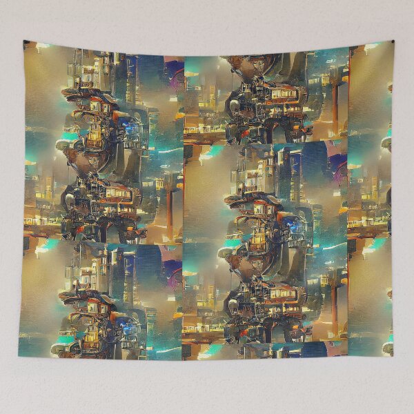 Item preview, Golden Steampunk Cityscape. Futuristic Gold style designed and sold by Neo-Expression.