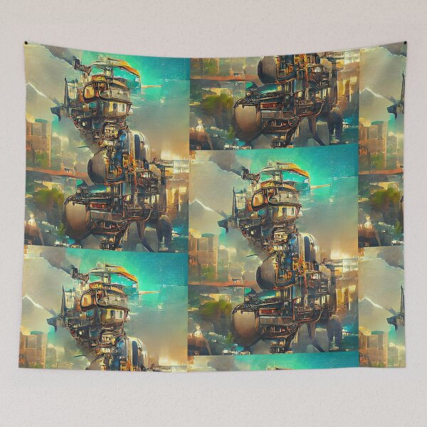 Item preview, Steampunk Futuristic Surrealism Art City designed and sold by Neo-Expression.
