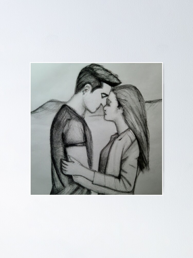 How to draw Romantic Couple sitting on the Moon - with Pencil Sketch 