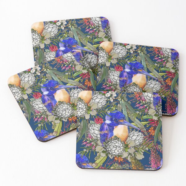 Item preview, Kingfisher and Wildflower Pattern designed and sold by Sketchbook Designs.