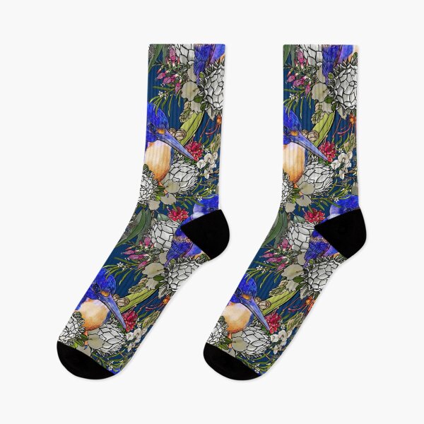 Item preview, Kingfisher and Wildflower Pattern designed and sold by Sketchbook Designs.