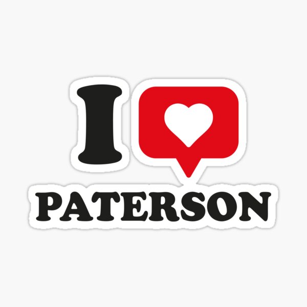 Vista previa del artículo con la obra «Amo a Paterson, amo a Paterson, ciudad natal de Paterson, Nueva Jersey», diseñado y vendido por Danylo Mikhnievych.