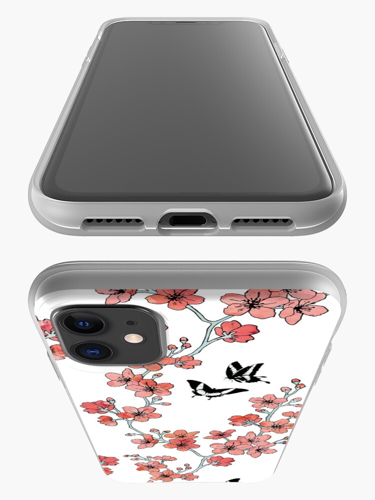 Alternate view of Sakura butterflies in peach pink watercolor iPhone Case & Cover