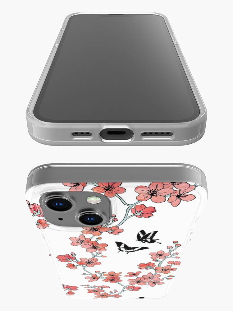 Alternate view of Sakura butterflies in peach pink watercolor iPhone Case