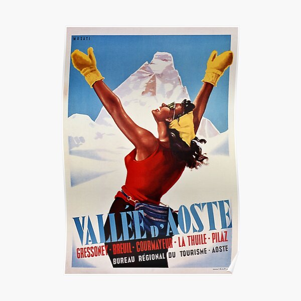 Italy Italian winter travel Val d'Aosta Poster