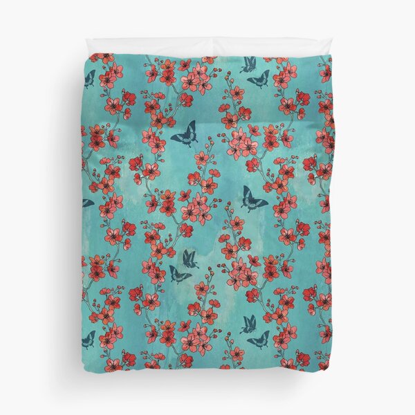 Item preview, Sakura butterflies in turquoise designed and sold by adenaJ.
