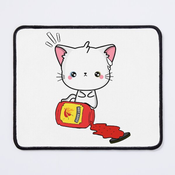 Item preview, Cute White Cat Spilled hot sauce designed and sold by Pet Station.