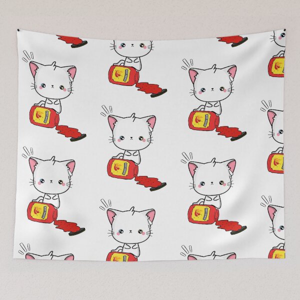 Item preview, Cute White Cat Spilled hot sauce designed and sold by Pet Station.