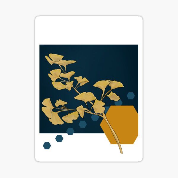 Gingko and Hexagons Sticker