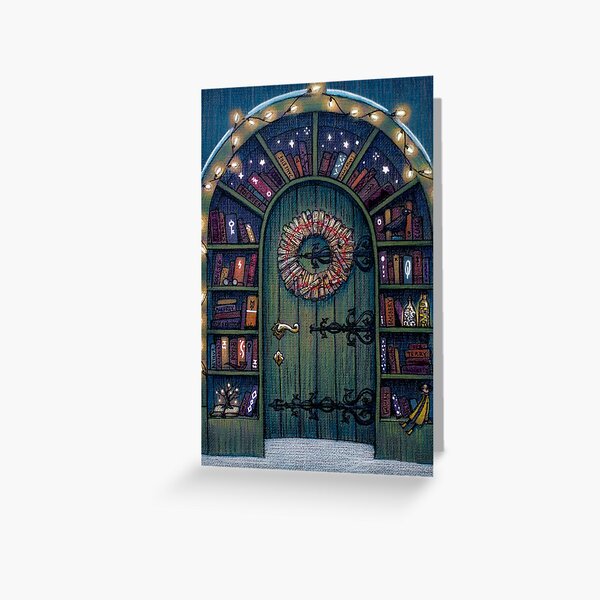 Magic World of Books Door Greeting Card