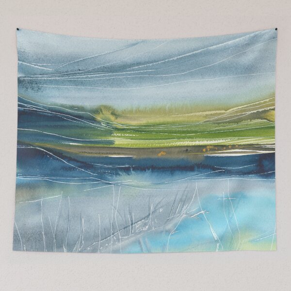 Item preview, Beautiful nature landscape, mountains, green trees, blue waves designed and sold by anaozzart.