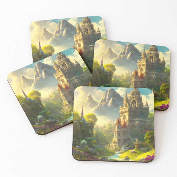 Item preview, Portrait of a beautiful castle in a magical fantasy forest garden digital painting designed and sold by ACEGDesign.