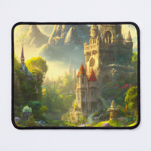 Item preview, Portrait of a beautiful castle in a magical fantasy forest garden digital painting designed and sold by ACEGDesign.