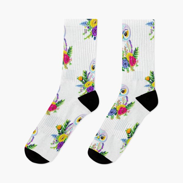 Item preview, White Owl among Blooming Flowers designed and sold by HanaiPrint.