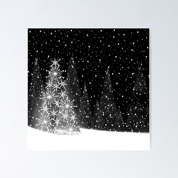 Item preview, Elegant Black and White Christmas Trees Holiday Pattern designed and sold by oursunnycdays.