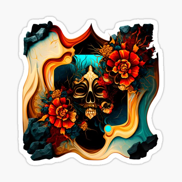 Skull mexican, Frida Khalo - mexican artist surrealist Sticker