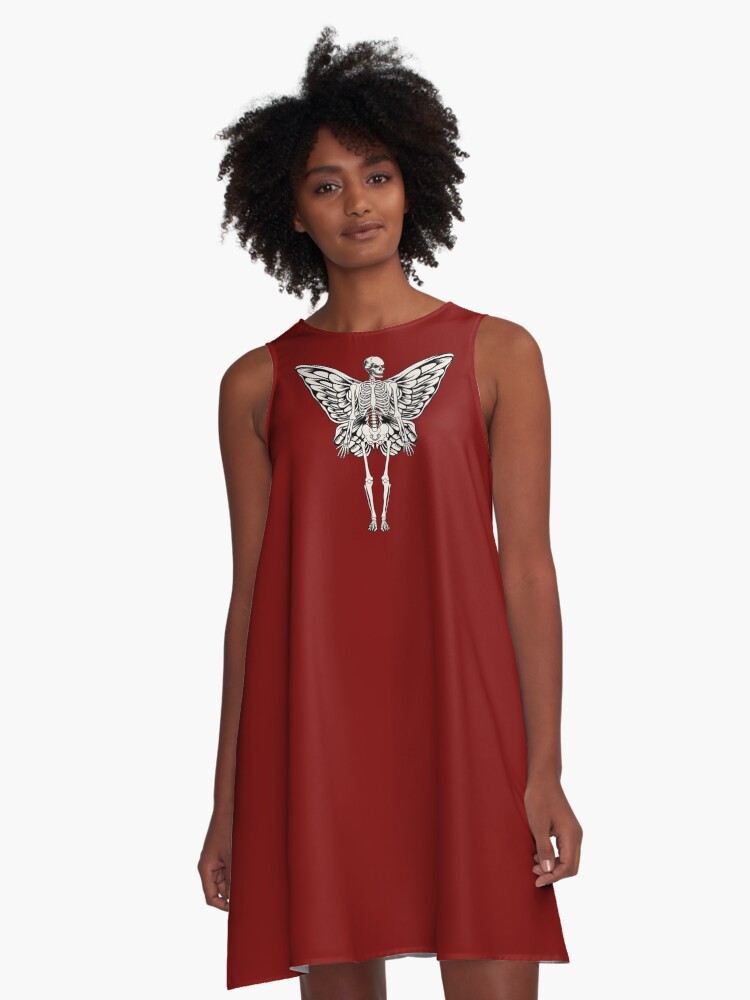 Fairycore Estética Esqueleto Alas de mariposa Hada gótica Arte grunge  Vestido acampanado