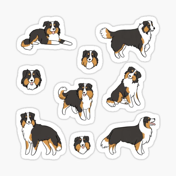 Item preview, Black Mini American Shepherd Dog illustration pack  designed and sold by Yarafantasyart.