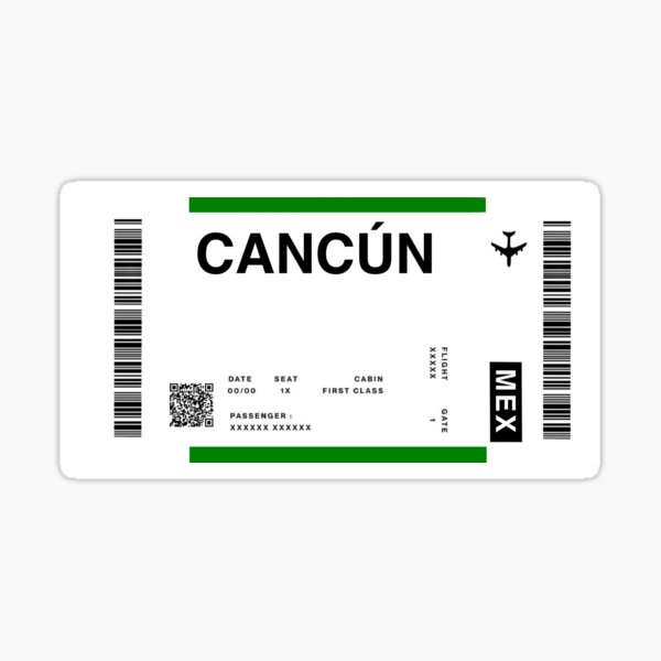 Item preview, Plane ticket "Cancun" designed and sold by Famousstickers-.