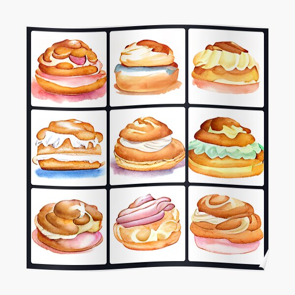 "Cream Puffs art packCr" Poster for Sale by CinderPress Redbubble