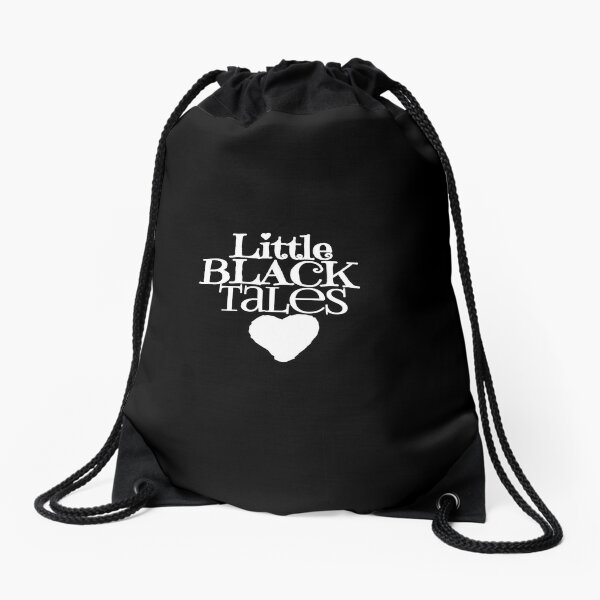 Little Black Tales logo white Drawstring Bag