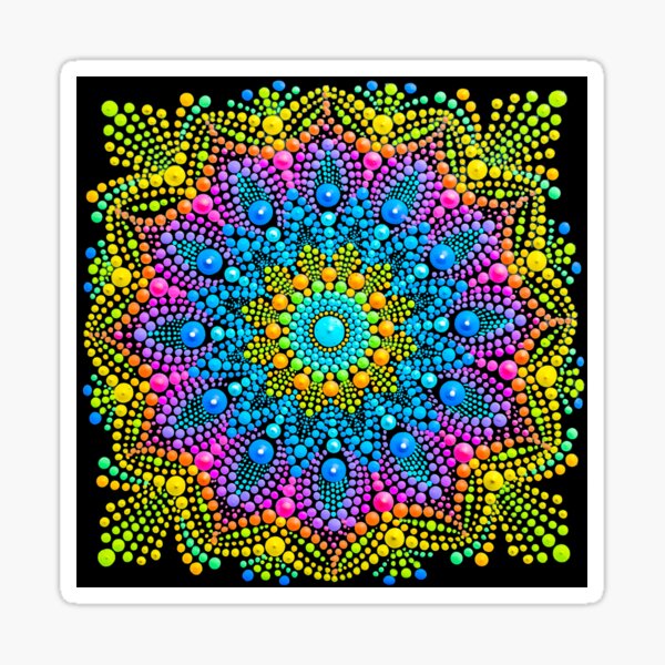 Mandala painting on canvas mini yellow Sticker