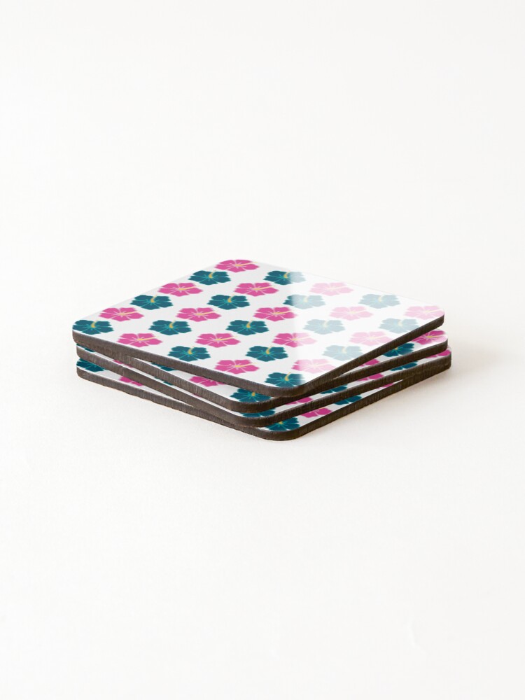 Thumbnail 4 of 5, Coasters (Set of 4), Simple Tropical Flower Pattern designed and sold by LapillusDesigns.