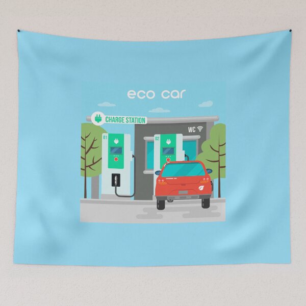 Item preview, Electric Car. Eco Car on Charging Station. Green Energy. Electric Vehicle.  designed and sold by ivector.