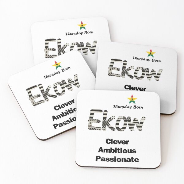 Item preview, Thursday Born Ghanaian Male Name 'Ekow' in black and white designed and sold by WhoWeAre.