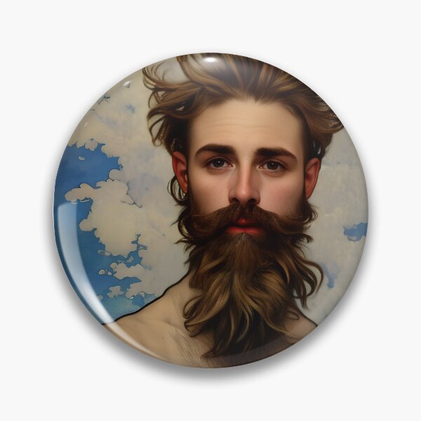 Item preview, Art Noveau Brown Haired, Bearded Man with Alluring Eyes  designed and sold by LthrDaddyBear.