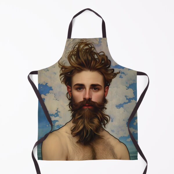 Item preview, Art Noveau Brown Haired, Bearded Man with Alluring Eyes  designed and sold by LthrDaddyBear.