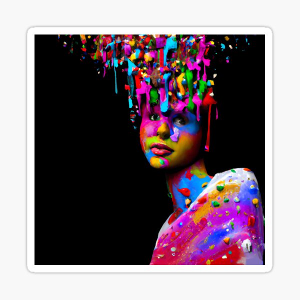 "Abstract portrait child made of paint blobs" Sticker for Sale by HenriksArt Redbubble